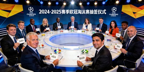欧冠淘汰赛抽签仪式现场各队代表出席